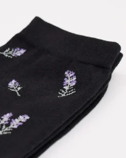 Cotton Socks with Lavender Flowers