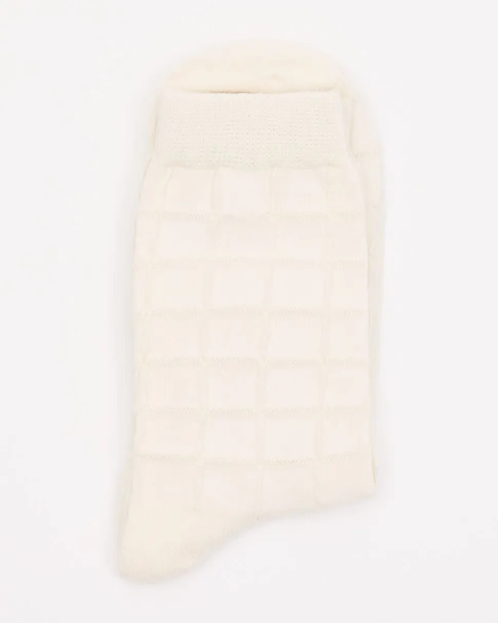 Cotton Socks with Textured Checkered Pattern