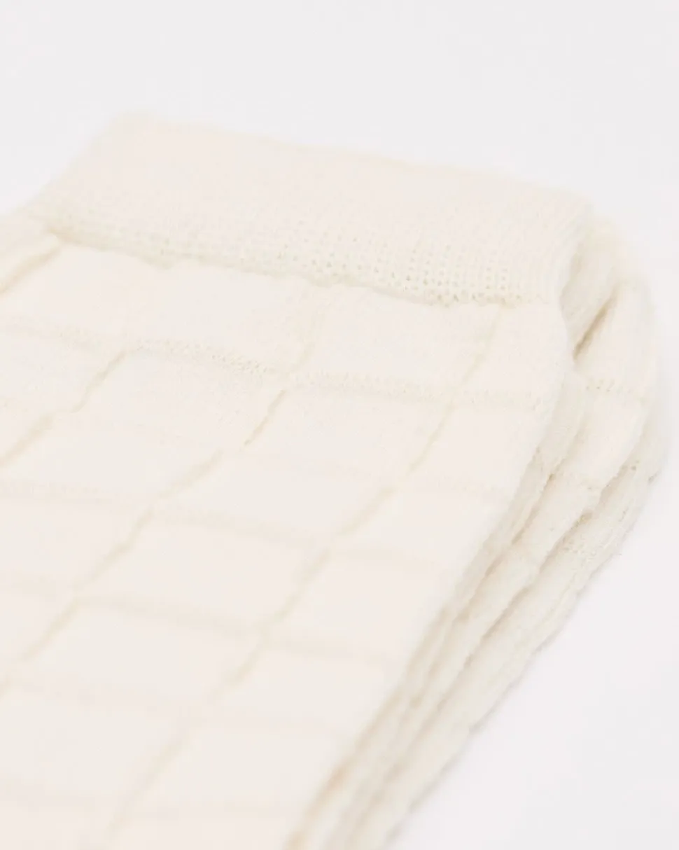 Cotton Socks with Textured Checkered Pattern