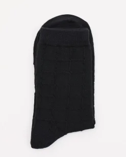 Cotton Socks with Textured Checkered Pattern