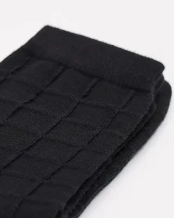 Cotton Socks with Textured Checkered Pattern