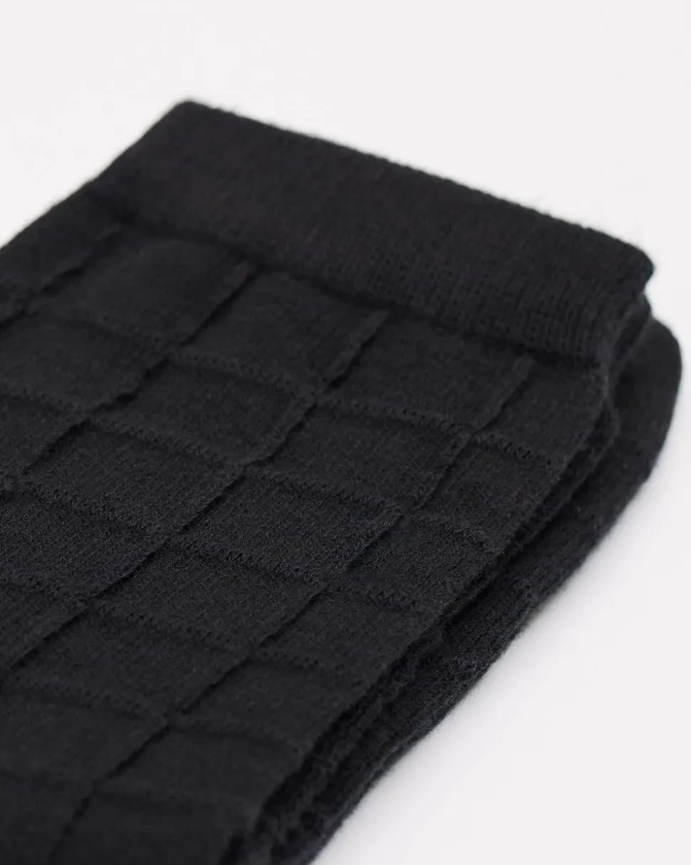Cotton Socks with Textured Checkered Pattern