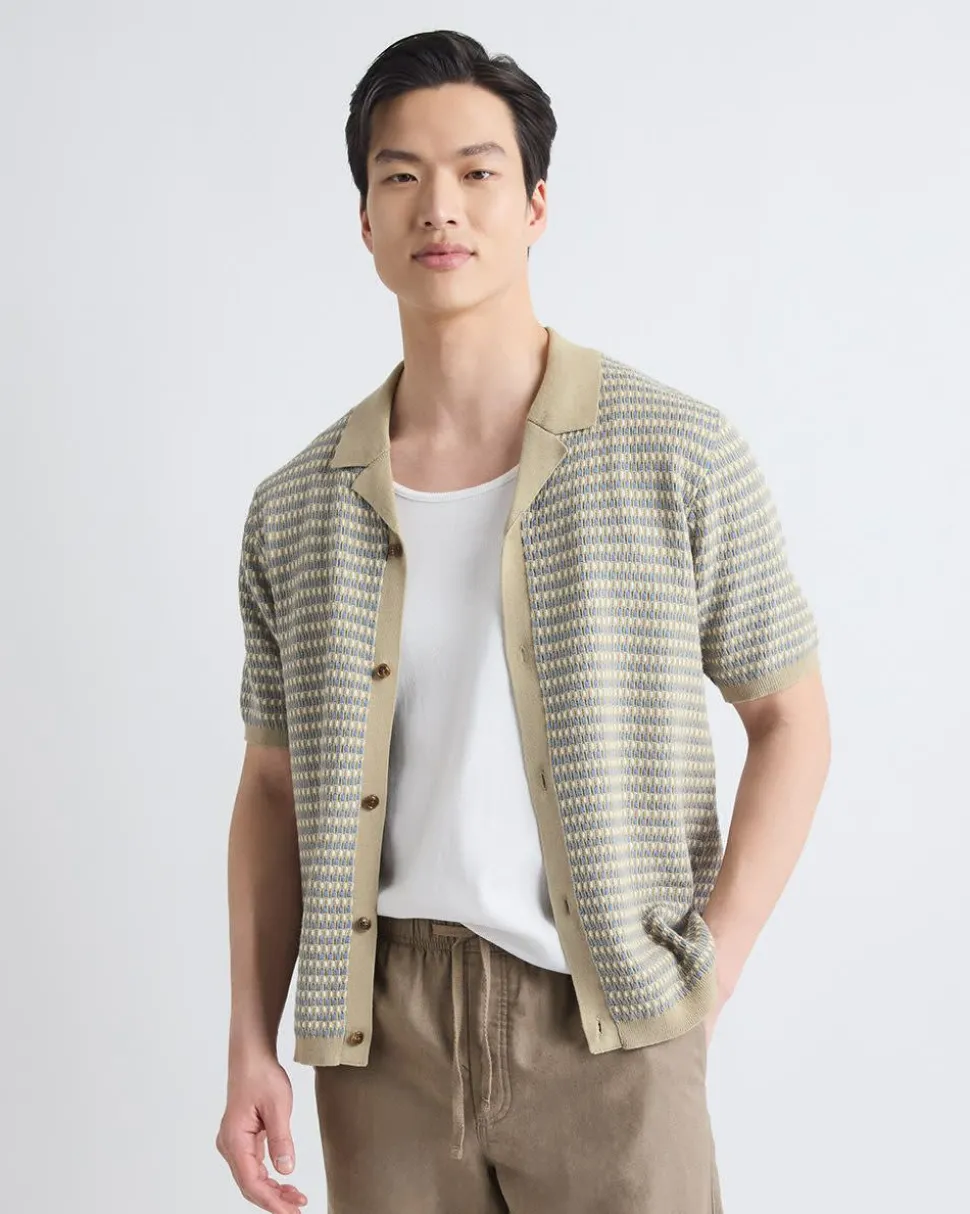 Cotton-Linen Buttoned-Down Sweater Shirt