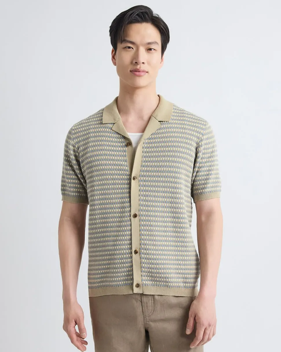 Cotton-Linen Buttoned-Down Sweater Shirt