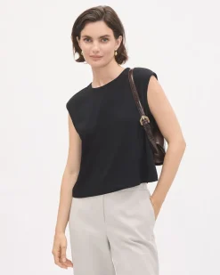 Crew-Neck Crepe Cami