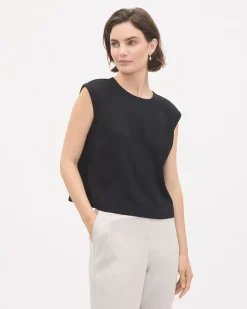 Crew-Neck Crepe Cami