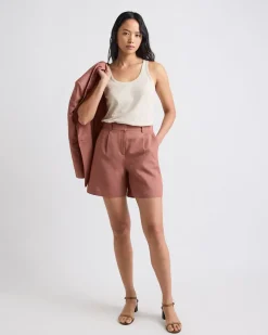 Crew-Neck Linen-Blend Tank Top