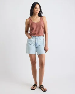 Crew-Neck Linen-Blend Tank Top