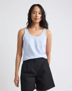 Crew-Neck Linen-Blend Tank Top