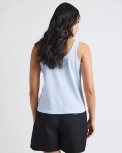 Crew-Neck Linen-Blend Tank Top