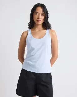Crew-Neck Linen-Blend Tank Top
