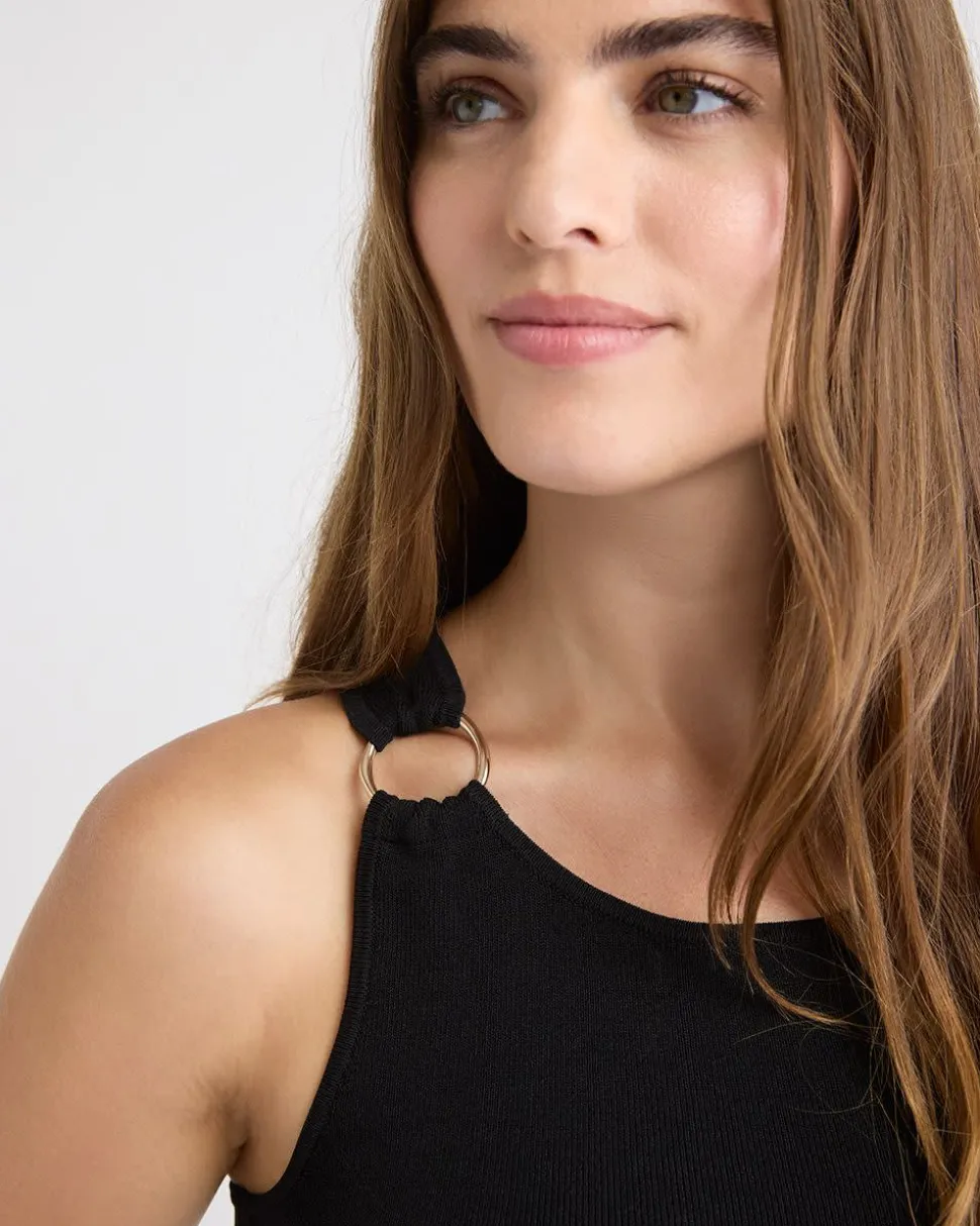 Crew-Neck Racerback Fitted Tank with Ring on Shoulder