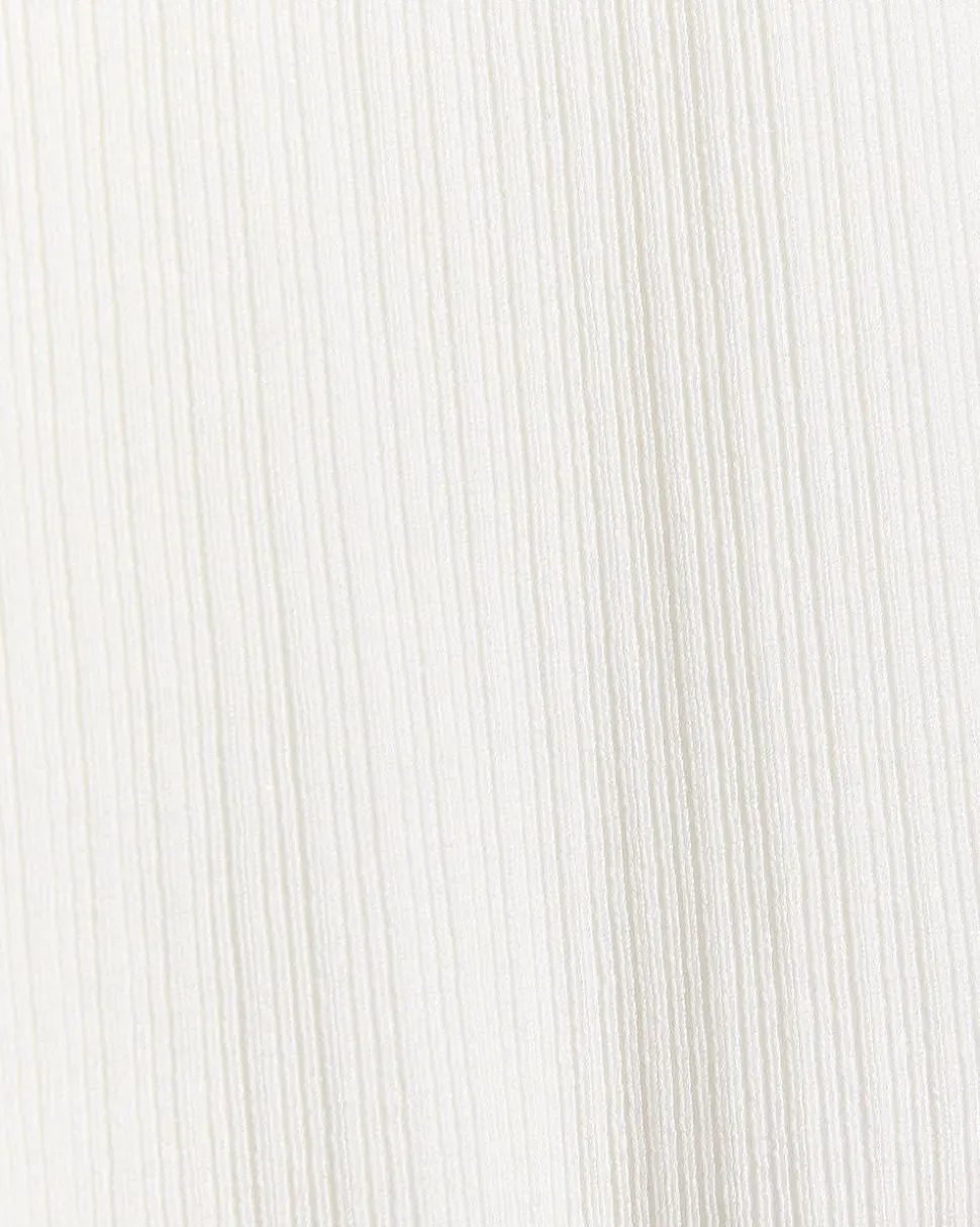 Crew-Neck Ribbed Cami with Sheer Yoke
