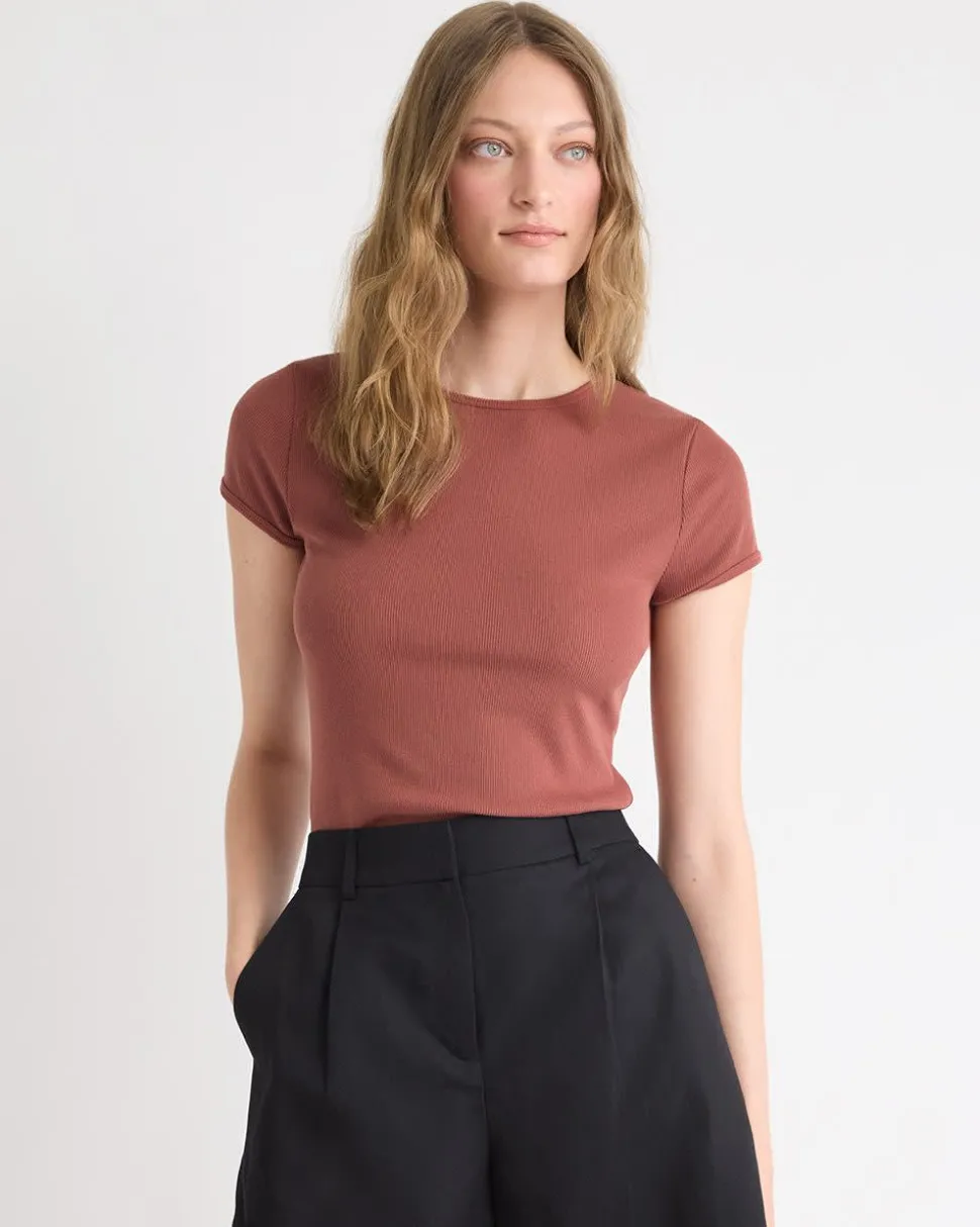 Crew-Neck Ribbed T-Shirt