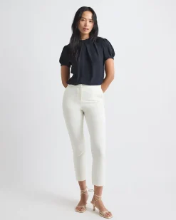Crème Slim-Leg High-Rise Pant