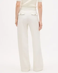 Crème Wide-Leg High-Rise Pant