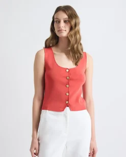 Cropped Buttoned-Down Sweater Vest