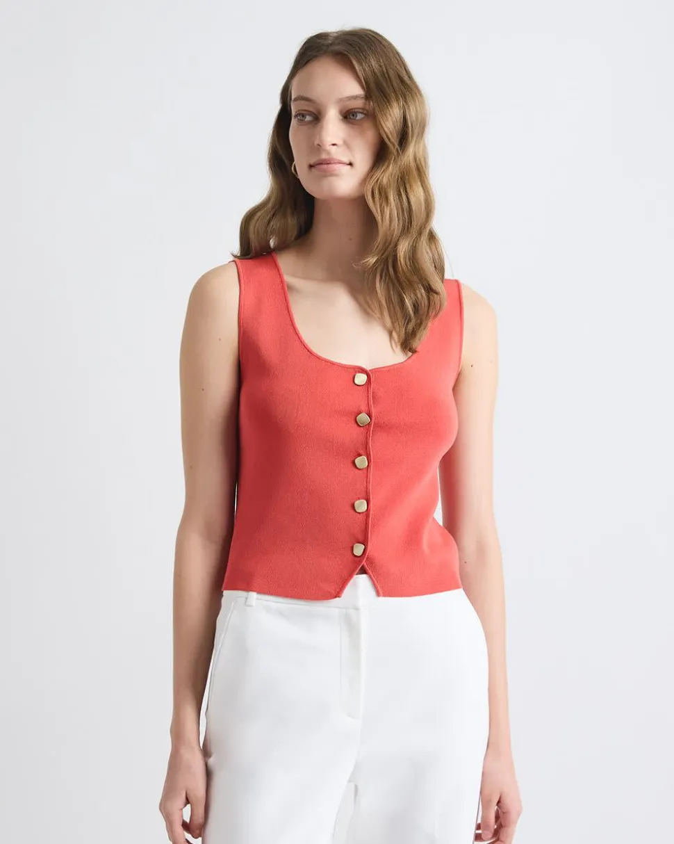 Cropped Buttoned-Down Sweater Vest