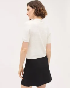 Cropped Cardigan with Shirt Collar