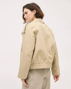 Cropped Double-Breasted Cotton Trench Coat