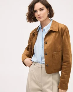 Cropped Long-Sleeve Buttoned-Down Striped Poplin Blouse
