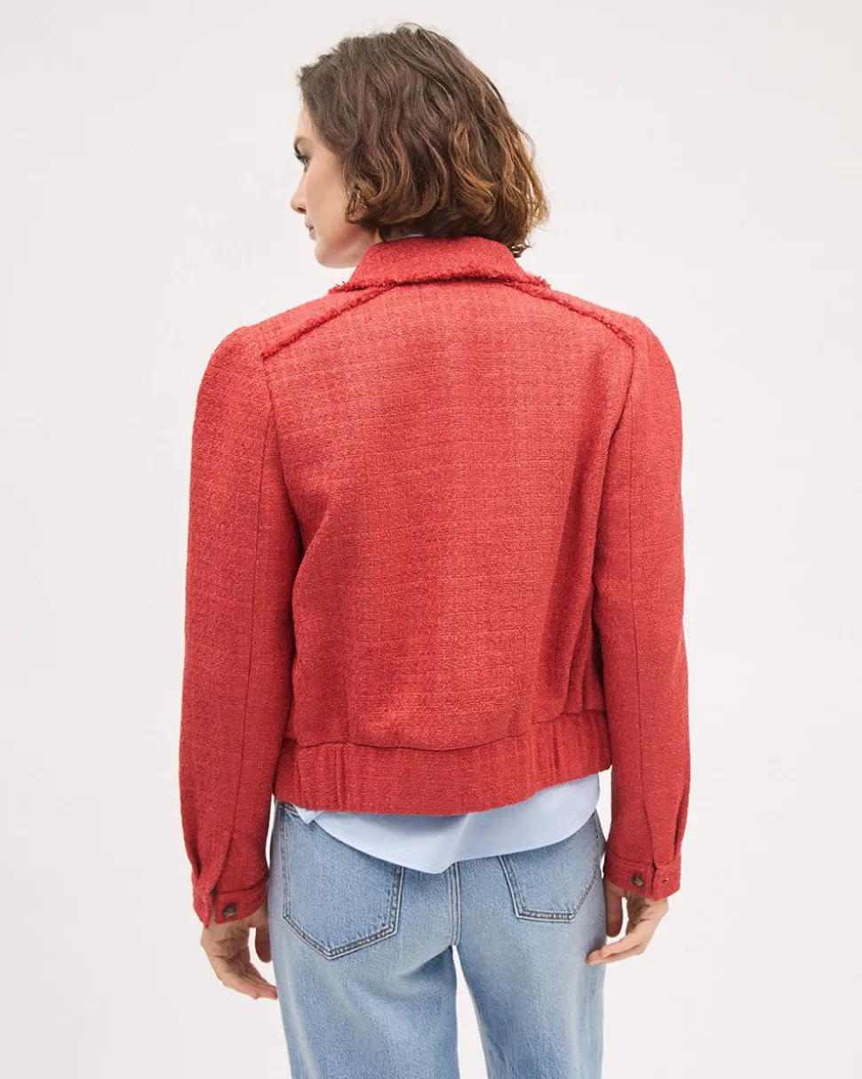 Cropped Tweed Bomber Jacket