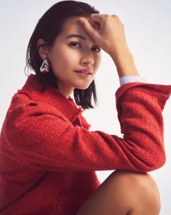 Cropped Tweed Bomber Jacket