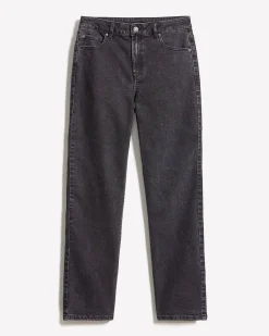 Dark Grey High-Rise Straight-Leg Jeans