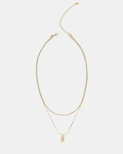 Double-Chain Necklace with Shell Pendant
