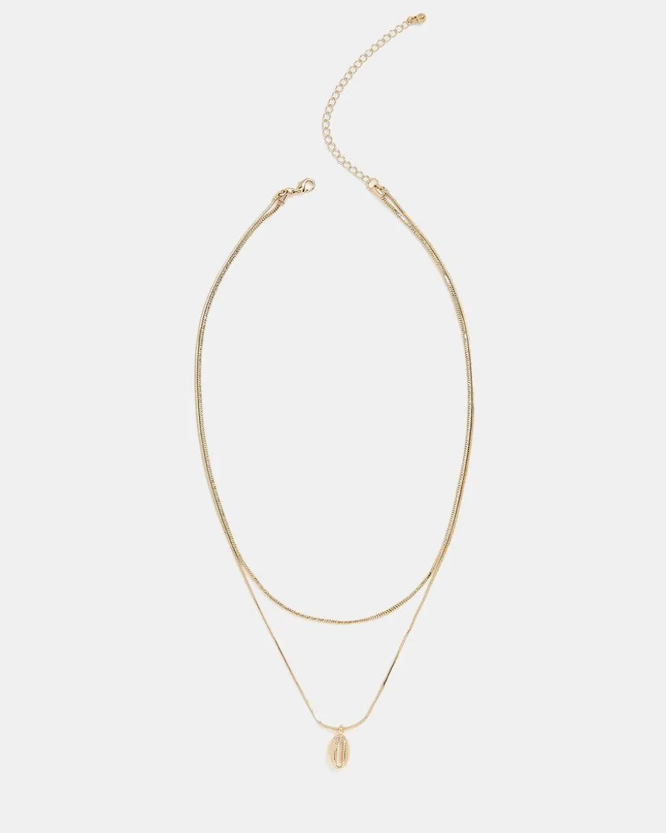 Double-Chain Necklace with Shell Pendant