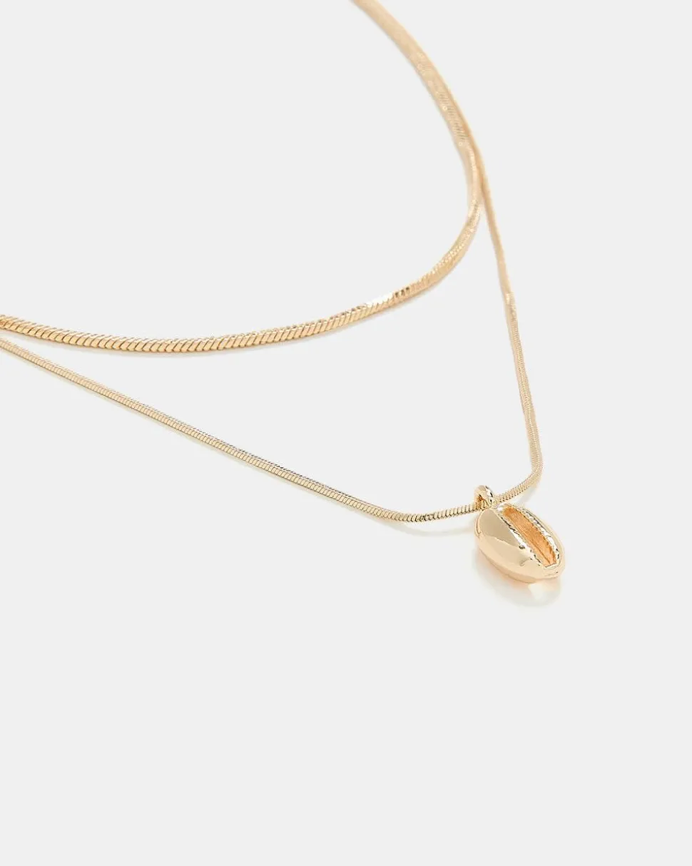 Double-Chain Necklace with Shell Pendant