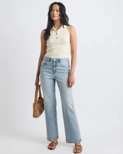 Dusk-Wash High-Rise Straight-Leg Jeans
