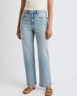 Dusk-Wash High-Rise Straight-Leg Jeans