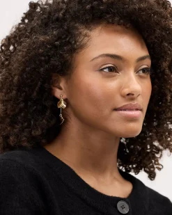 Earrings with Flower Petal Pendants