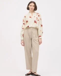 Easy-Care Blouse with Long Puffy Sleeves