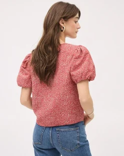 Easy-Care Blouse with Short Puffy Sleeves