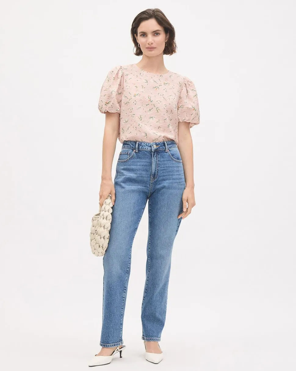 Easy-Care Blouse with Short Puffy Sleeves