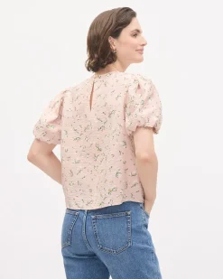 Easy-Care Blouse with Short Puffy Sleeves