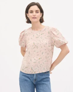 Easy-Care Blouse with Short Puffy Sleeves