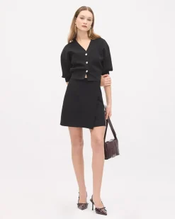 Elbow-Sleeve Buttoned-Down Cardigan