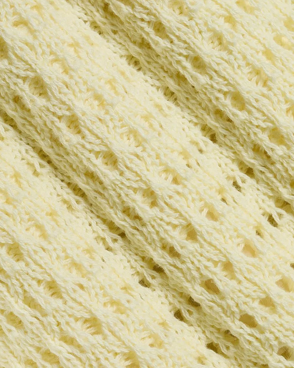 Elbow-Sleeve Crochet Henley Sweater