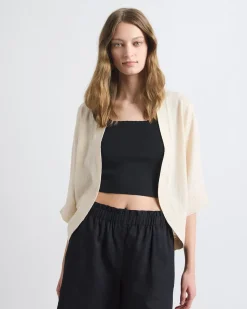 Elbow-Sleeve Linen-Blend Bolero