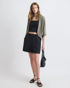 Elbow-Sleeve Linen-Blend Bolero
