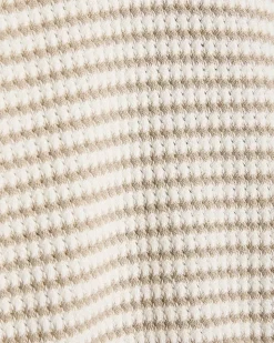 Elbow-Sleeve Polo Sweater in Fancy Stitches