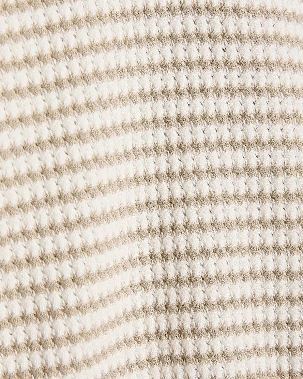 Elbow-Sleeve Polo Sweater in Fancy Stitches