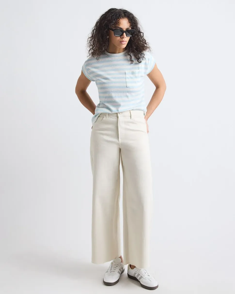 Extended-Sleeve Crew-Neck Linen-Blend Top