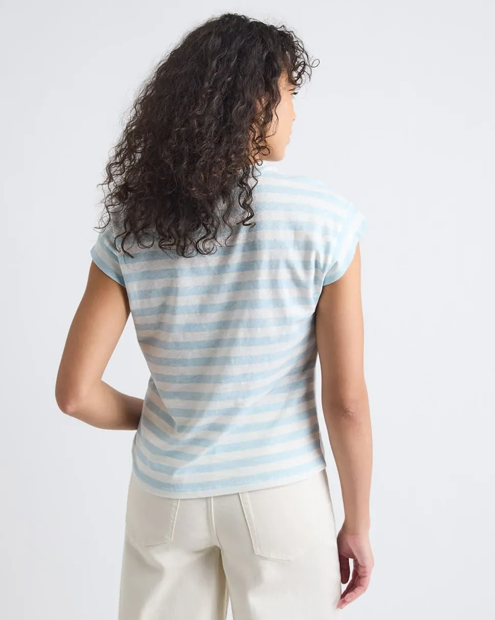 Extended-Sleeve Crew-Neck Linen-Blend Top