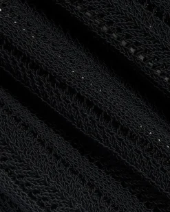 Extended-Sleeve Crew-Neck Open-Stitch Sweater