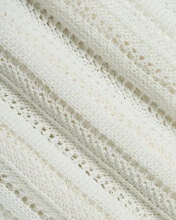 Extended-Sleeve Crew-Neck Open-Stitch Sweater