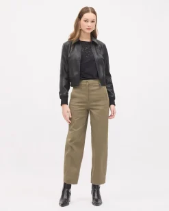 Faux Leather Bomber Jacket